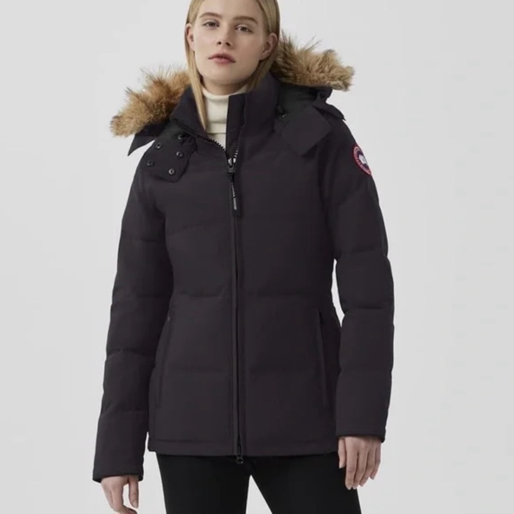 Canada Goose Navy Parka Jacket with Fur Trim
